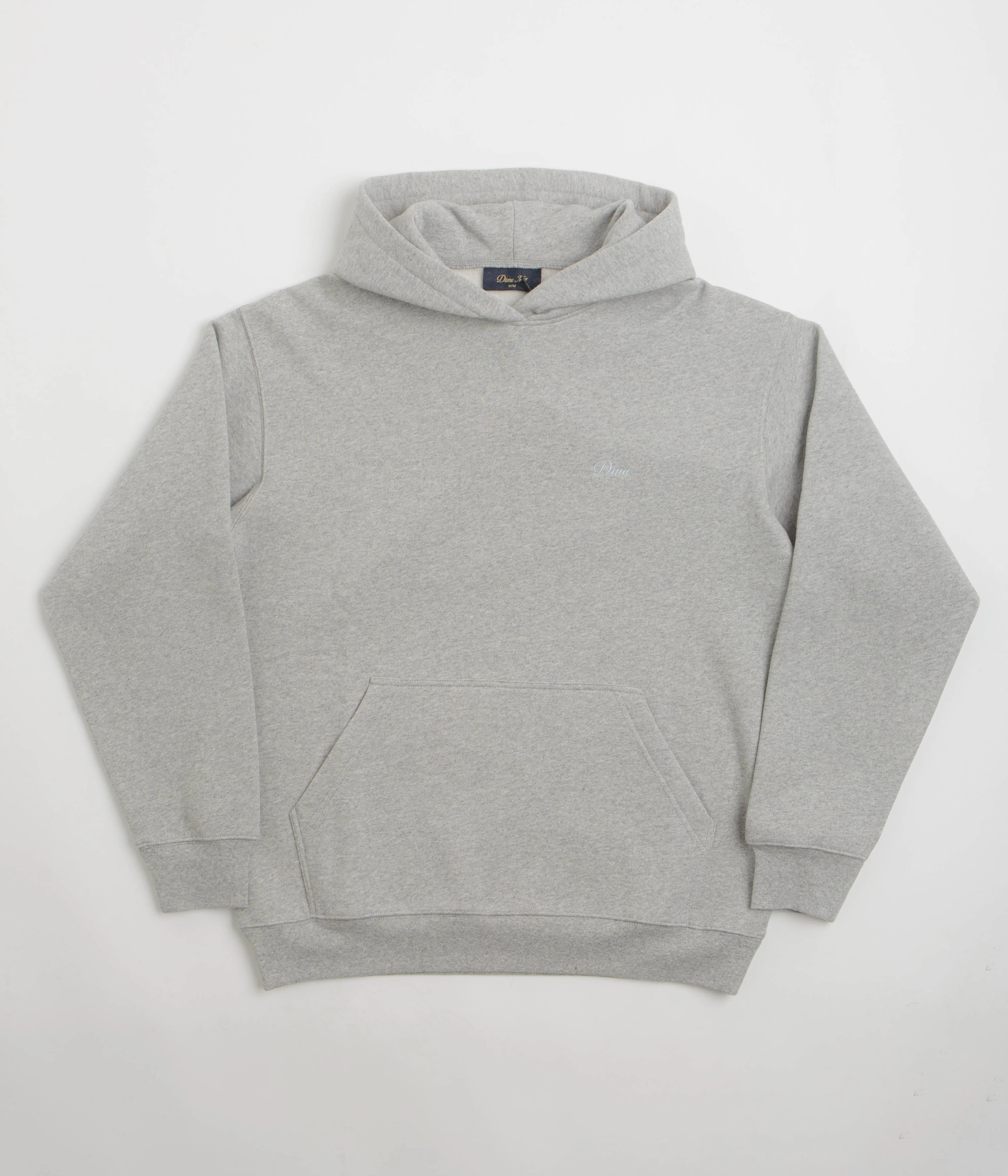 Fleece Lined Interior Street Light Dime Cursive Small Logo Hoodie - Heather Grey