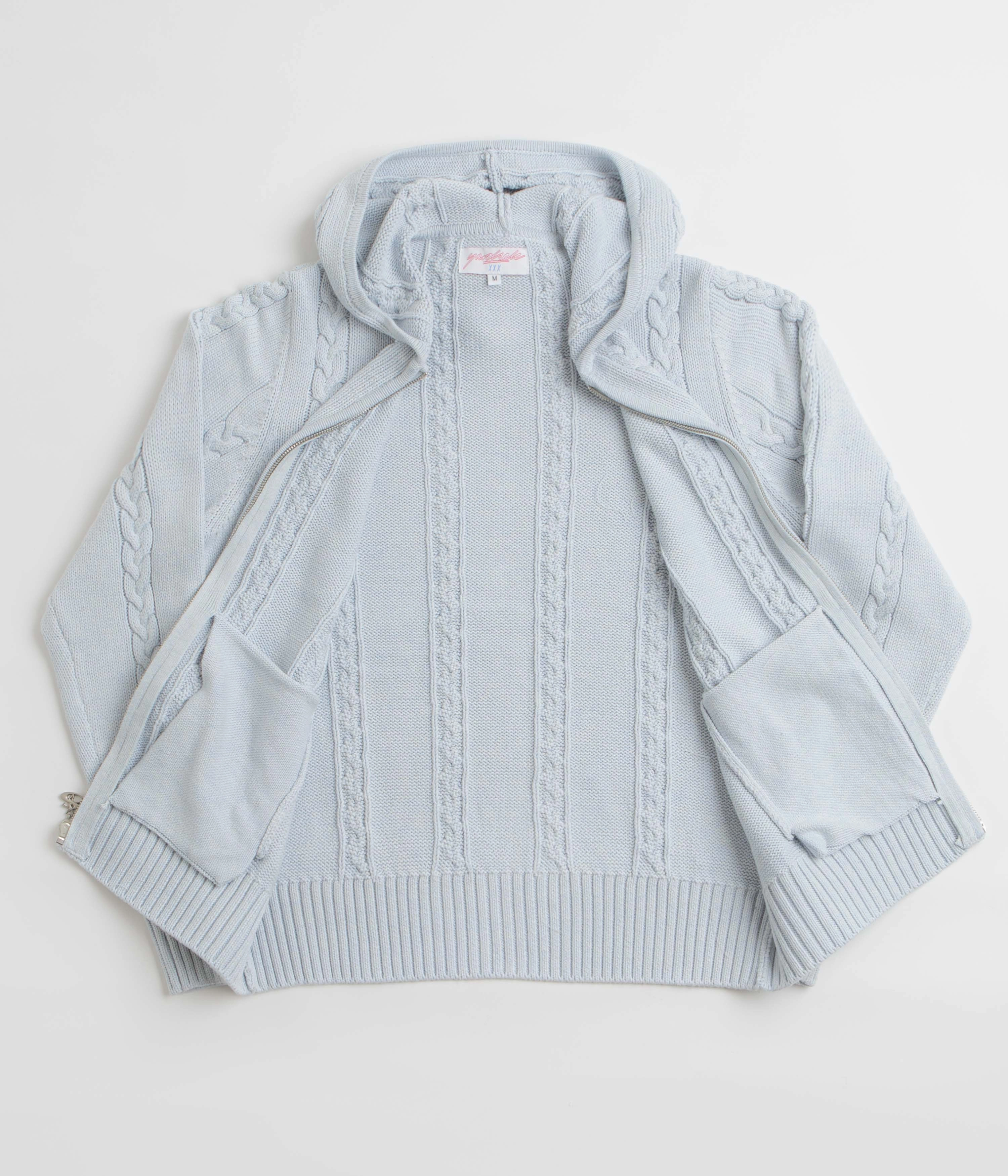 Reinforced Elbows Drawstring Hood Yardsale Ivy Hoodie - Baby Blue