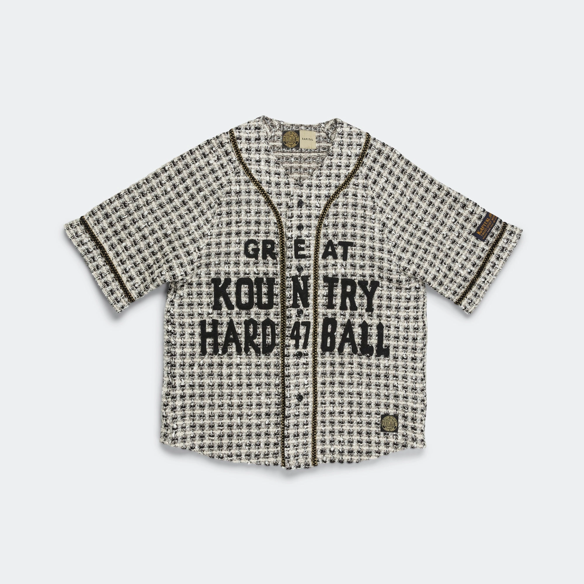 Fancy Tweed GREAT KOUNTRY Baseball Shirt - White Ventilated Back Ergonomic Back Panel