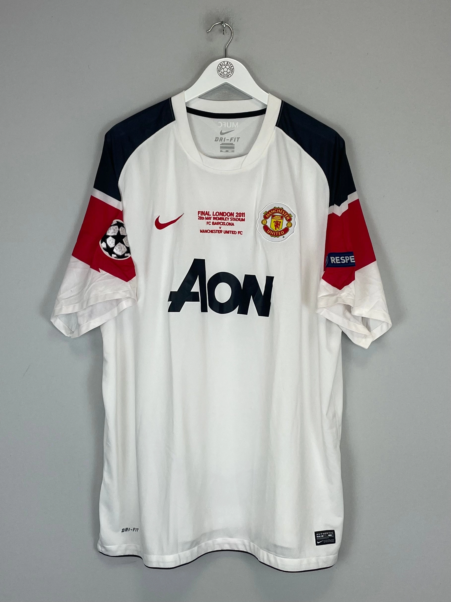 2010/11 MANCHESTER UNITED GIGGS #11 *CL FINAL* AWAY SHIRT (XXXL) NIKE Mesh Detail Quick Release Zipper Tech