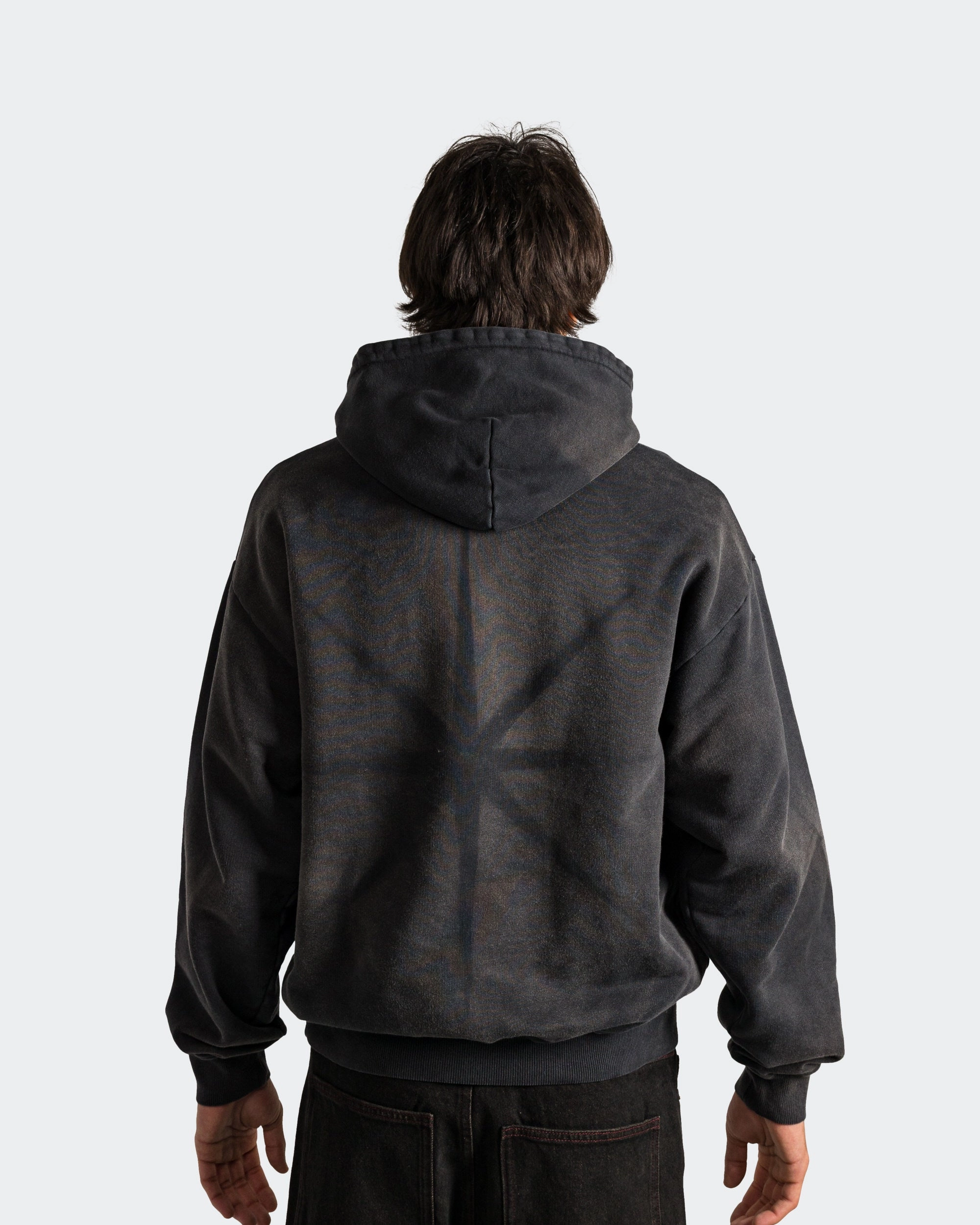 Sporty Fashion Pareidolia Hoodie - Faded Black