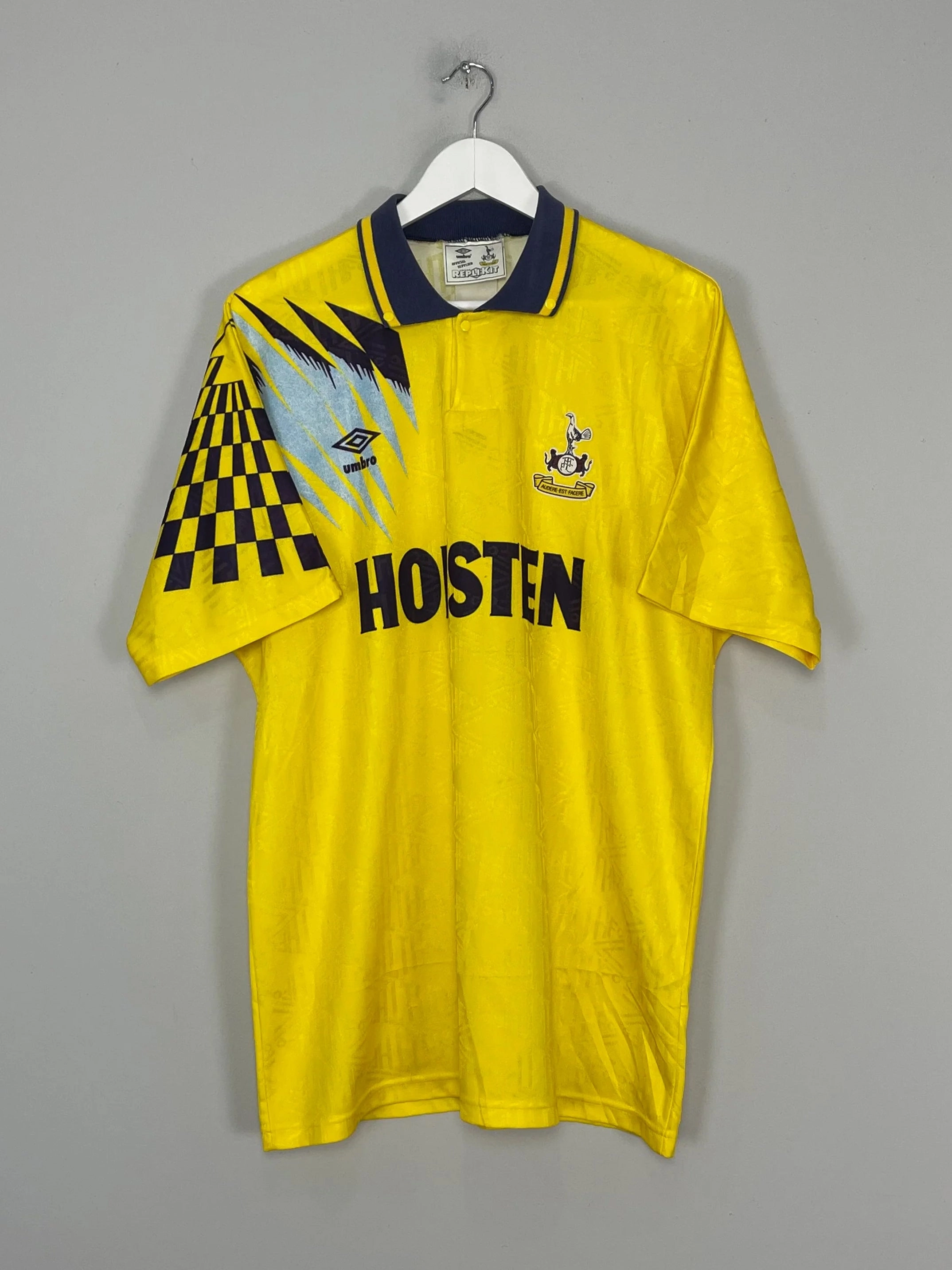 1991/95 TOTTENHAM AWAY SHIRT (XL) UMBRO Non Slip Hem Hygroscopic Fiber Blend