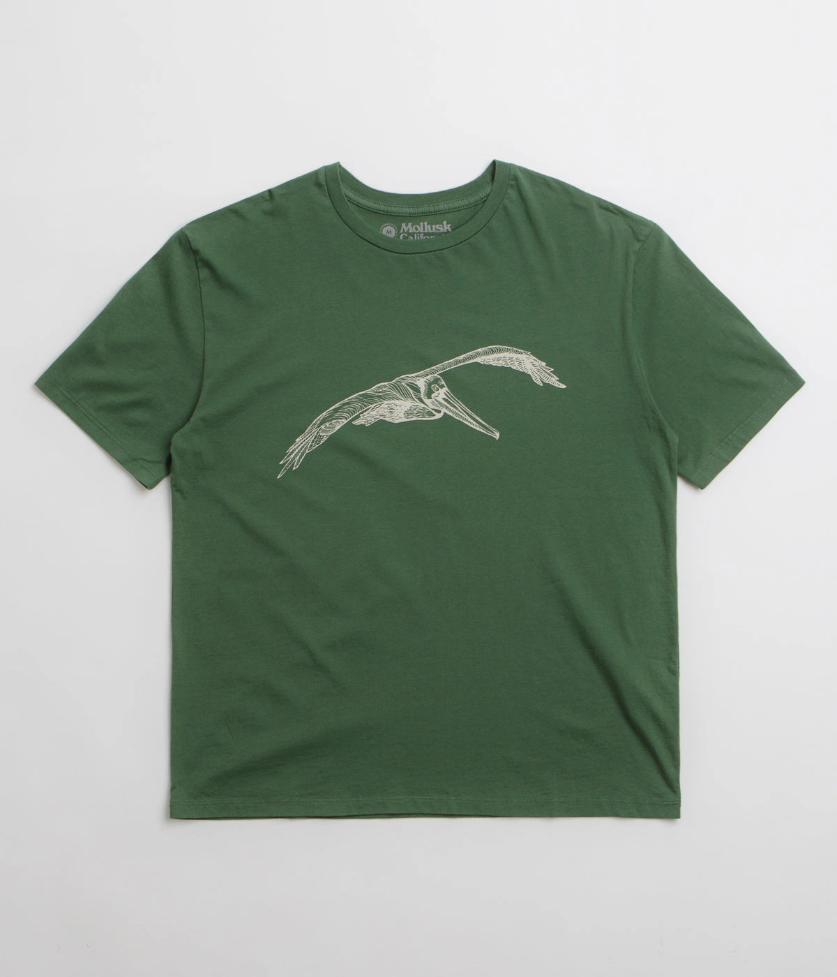 Mollusk Pelican T-Shirt - Rover Green Weekend Essential Curved Hemline