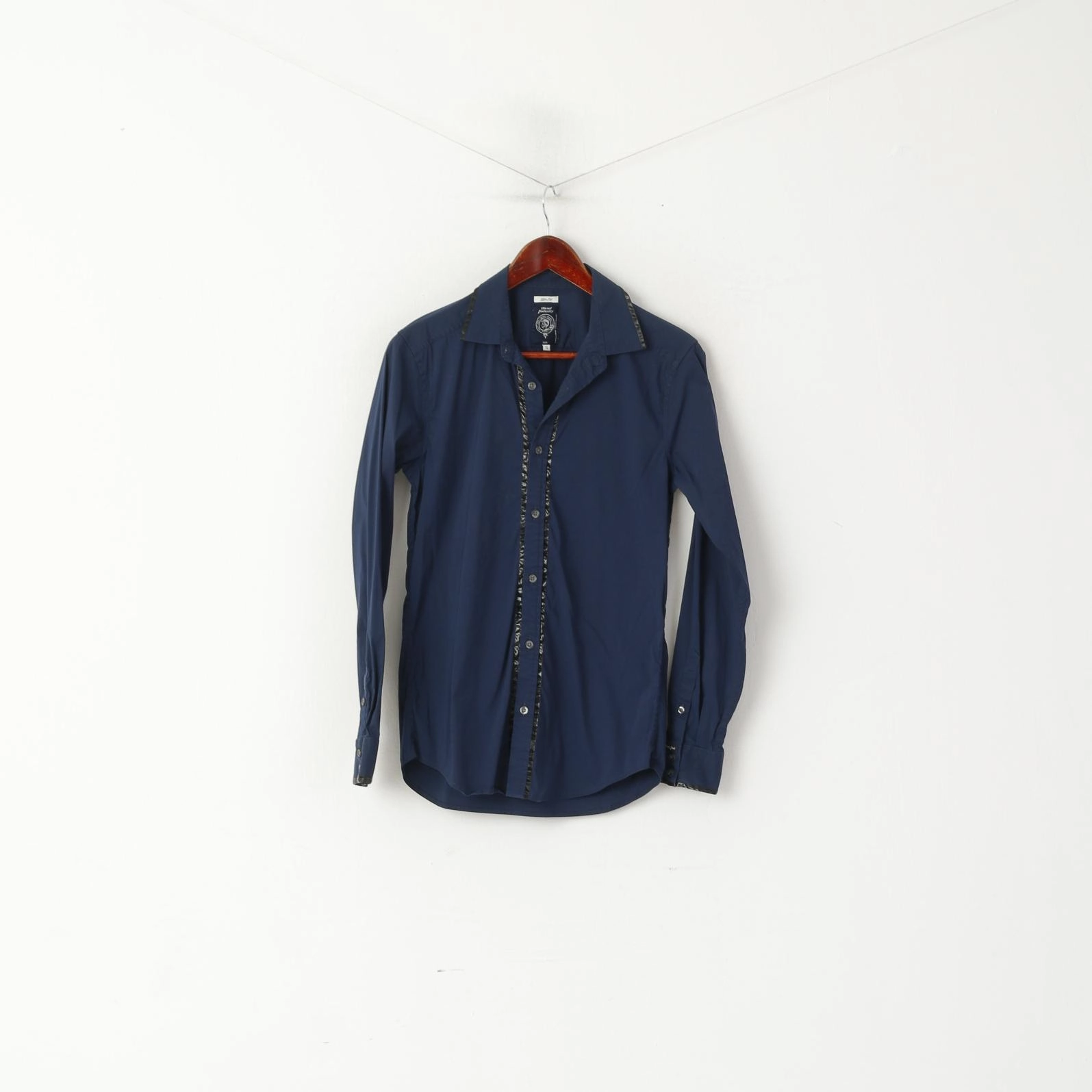 Creative Professional Airflow Ventilation System Diesel Industry Men S (XS) Casual Shirt Navy Cotton Nylon Slim Fit Stretch Top