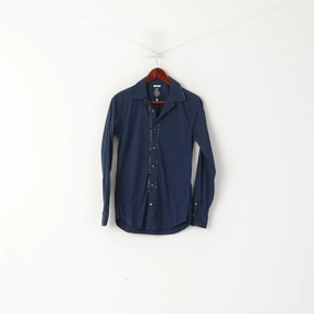 Creative Professional Airflow Ventilation System Diesel Industry Men S (XS) Casual Shirt Navy Cotton Nylon Slim Fit Stretch Top