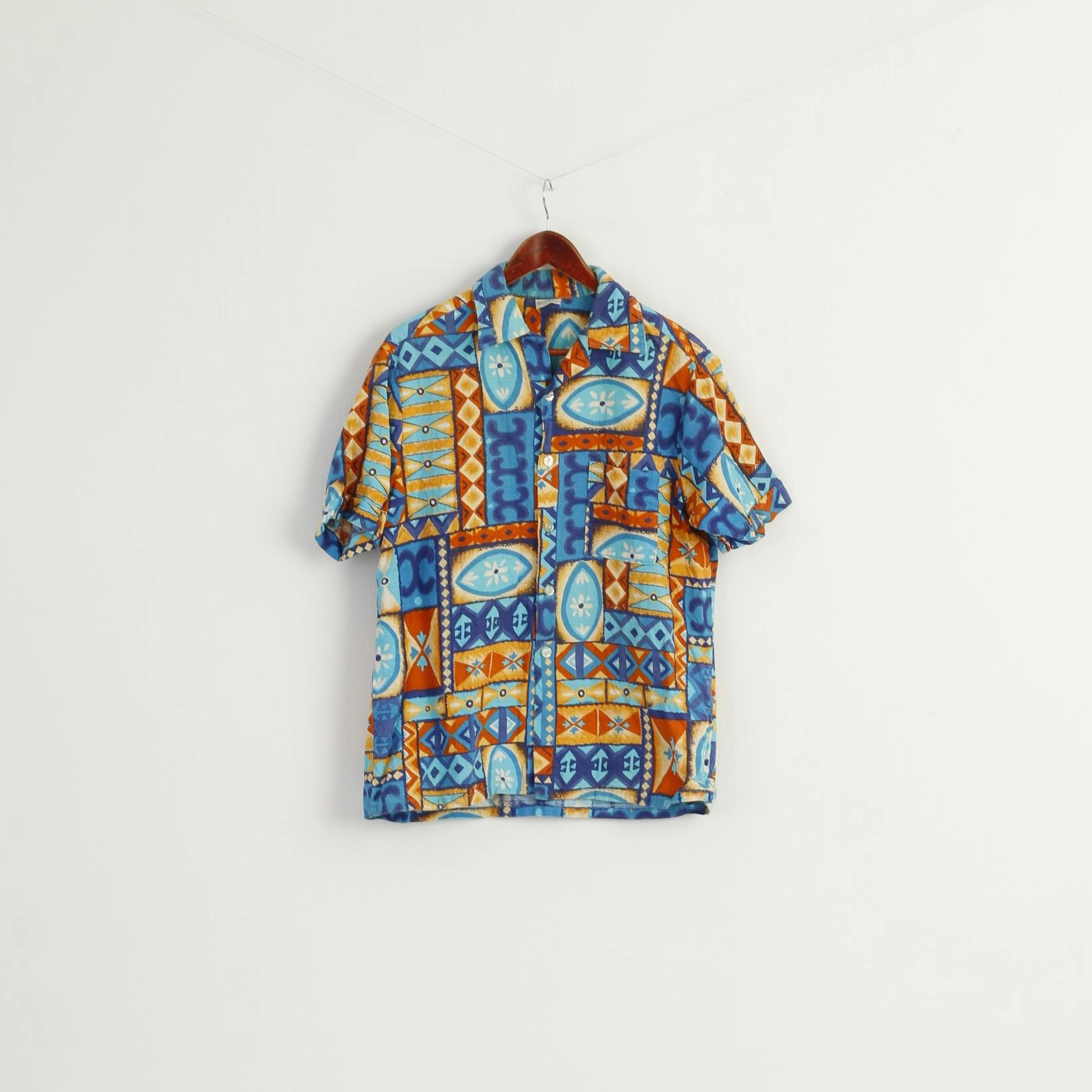 Don Lopez by DUKE of Hollywood Men L Casual Shirt Blue Vintage 70s Summer Top Vintage Wash No Slip Shoulder Grip