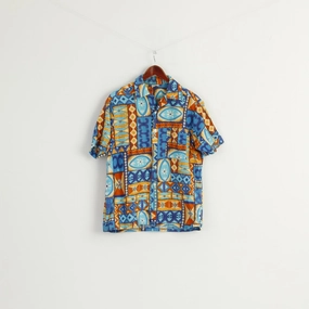 Don Lopez by DUKE of Hollywood Men L Casual Shirt Blue Vintage 70s Summer Top Vintage Wash No Slip Shoulder Grip