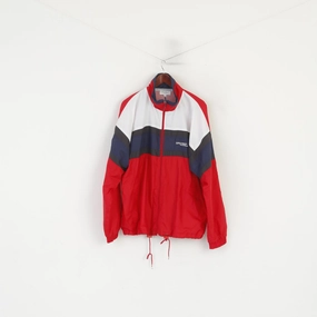 Super Pros Men XL Jacket Red Vintage Full Zipper Lightweight Bomber Sport Top Box City