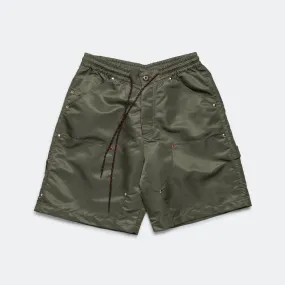 Flight Double Knee Short - Army RecycledPolyester Athletic Silhouette