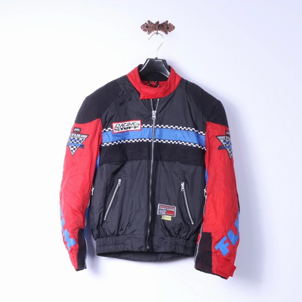 FLM Polo Mens L Racing Jacket Black Greyhound Motocycle Textile Top Flexible Seams