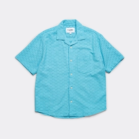 Job Interview Floral Eyelet SS Camp - Indigo