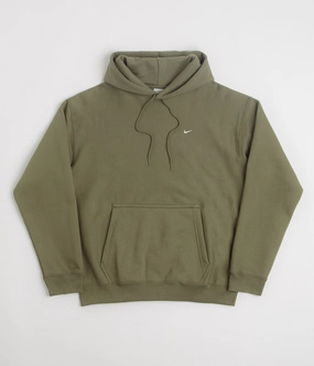 Streetwear Feminine Style Nike Solo Swoosh Hoodie - Medium Olive / Medium Olive / White / White