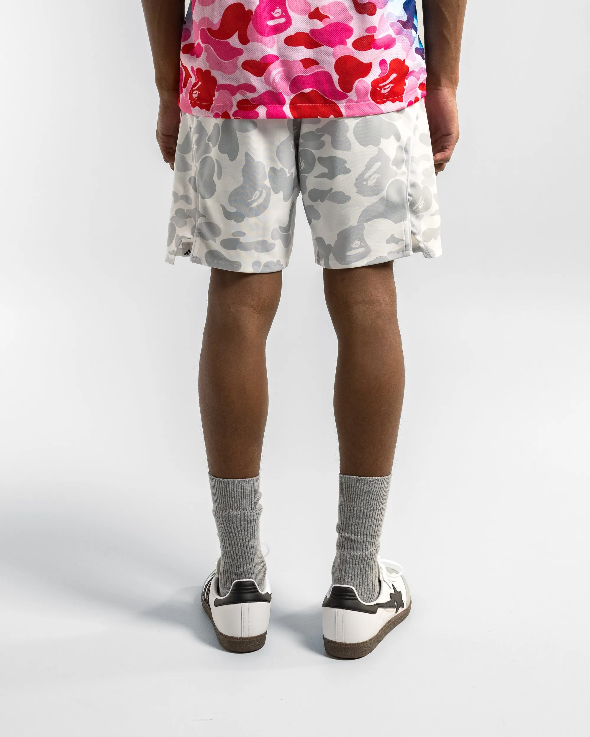 Football Shorts x BAPE - White ABC Camo button fly