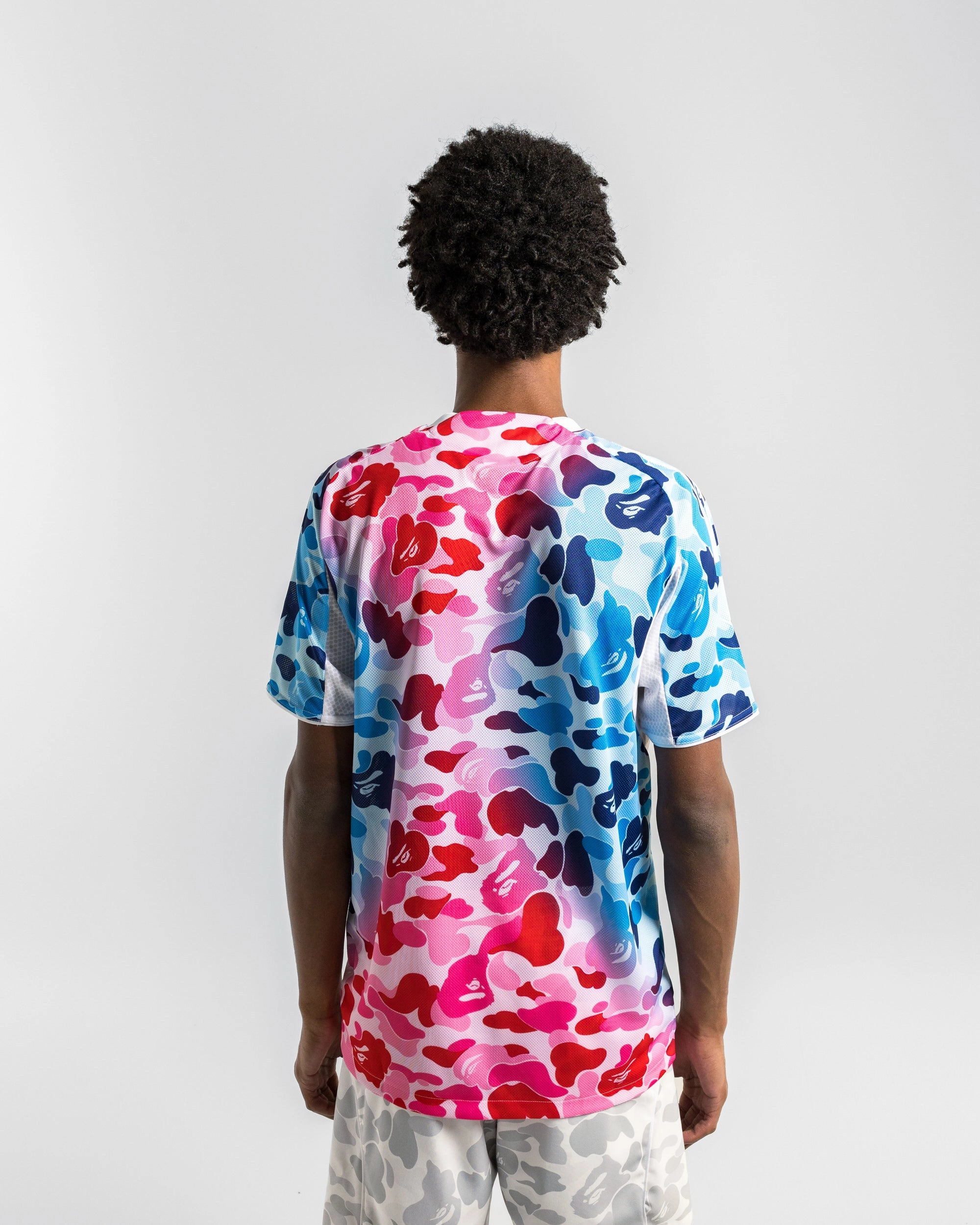 Stylish and Easygoing Comfortable and Chic Football Jersey x BAPE - Blue ABC Camo