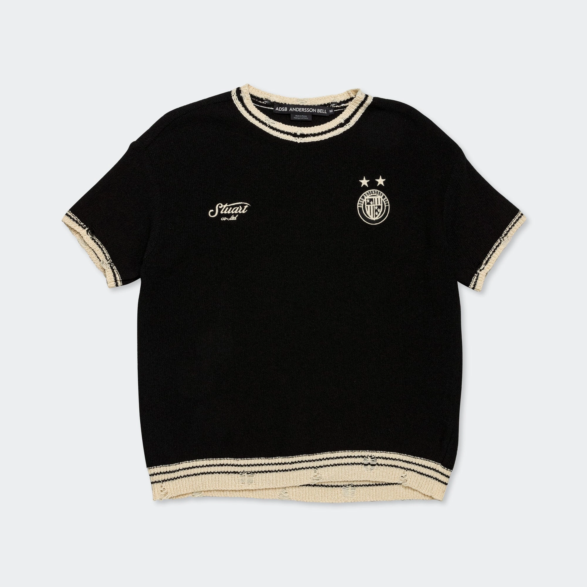 Football Short Sleeve Sweater - Black Eco Certified Fiber
