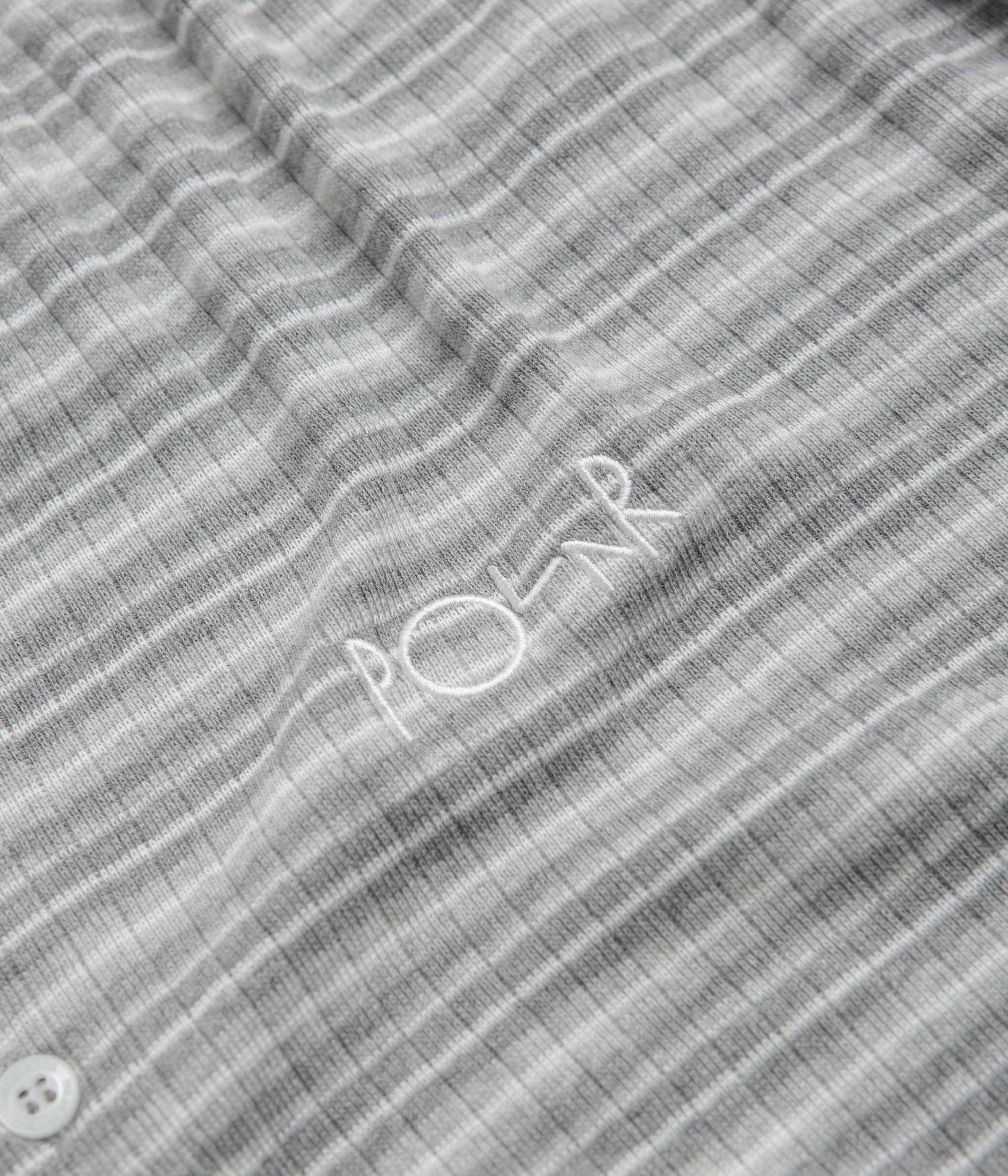 Ethically Sourced Material Polar Stripe Rib Henley T-Shirt - Heather Grey