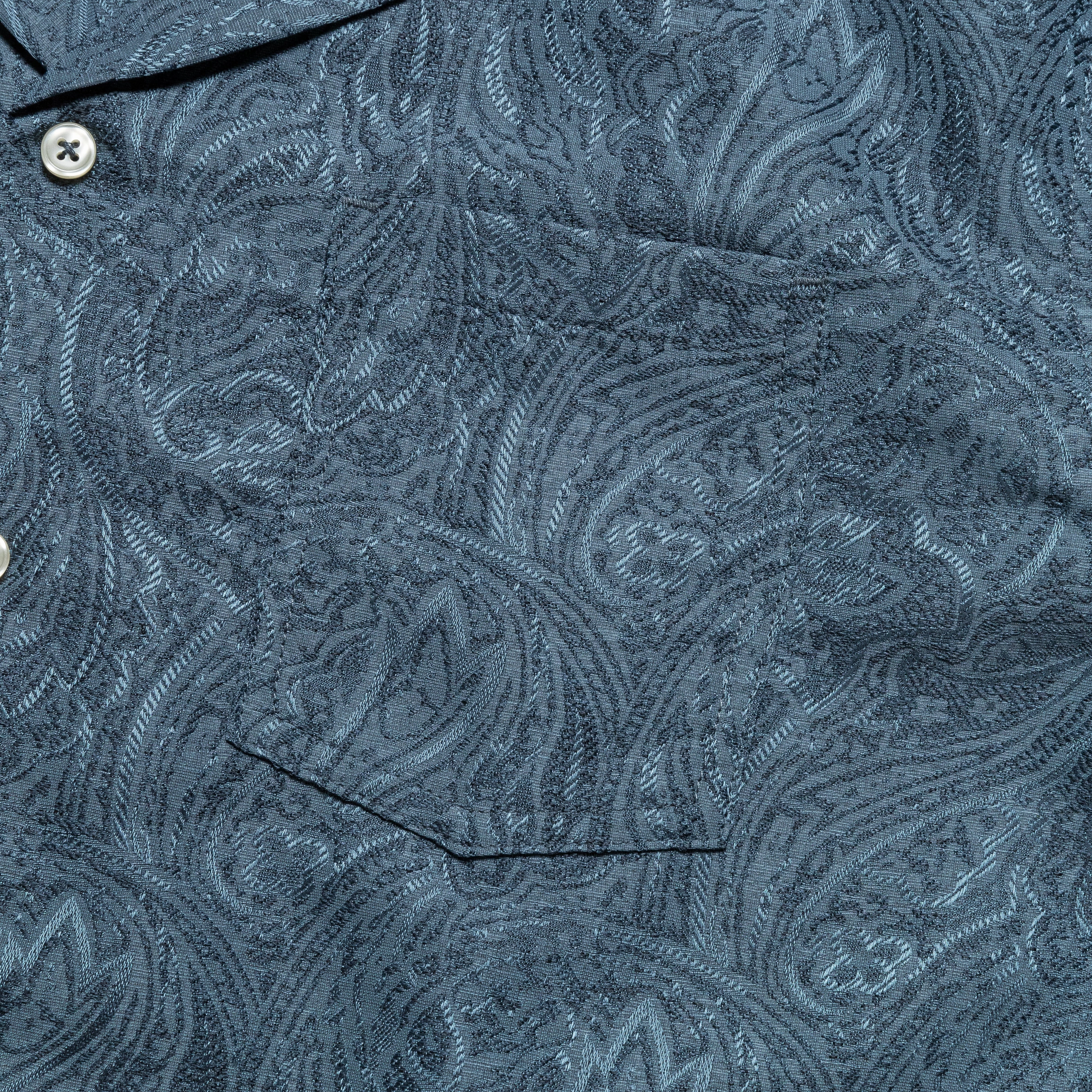 Plus size option Short Sleeve Camp Collar - Blue Paisley