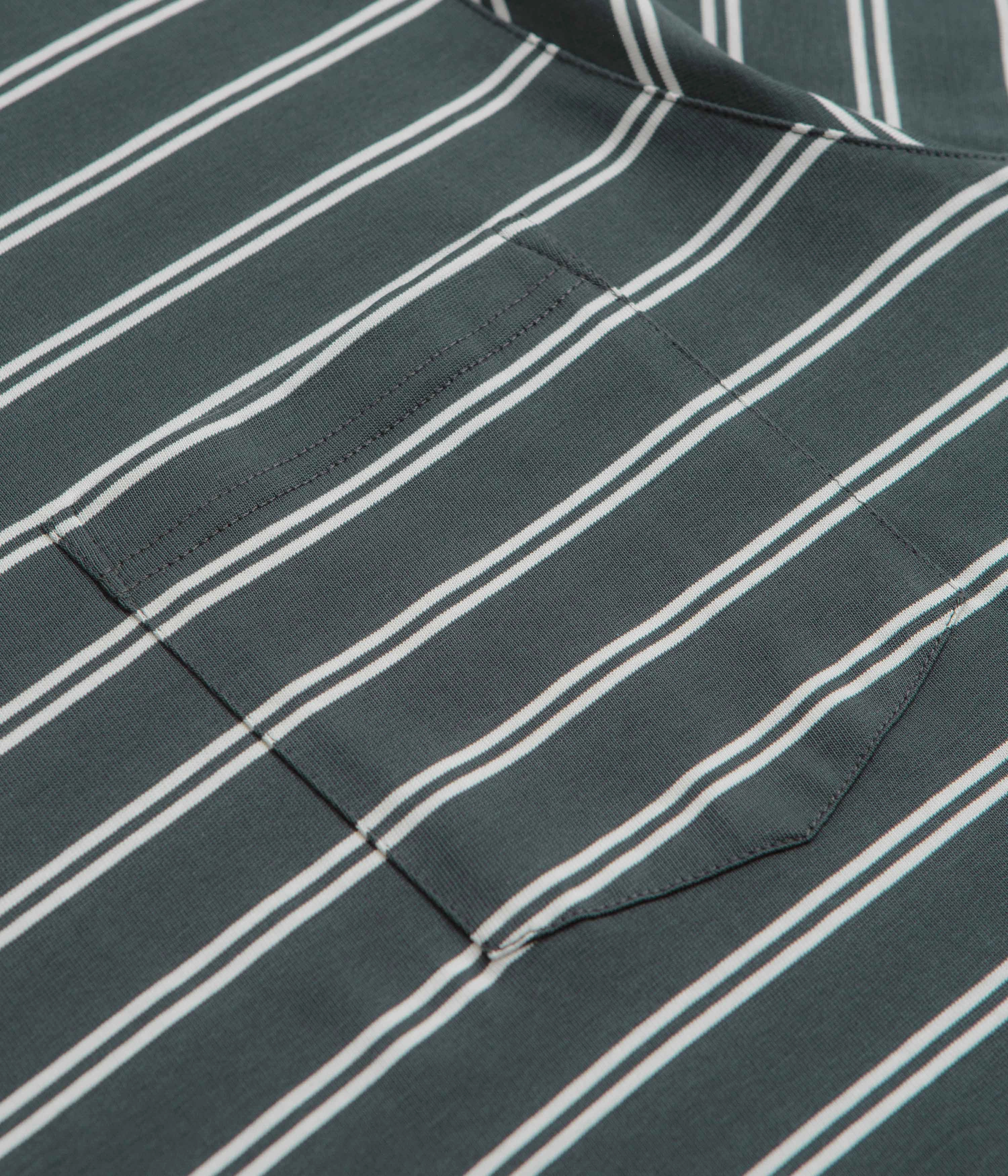 Snag Resistant Surface Soft Layering Norse Projects Holger Organic Sailor Stripe Pocket T-Shirt - Battleship Grey