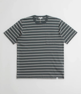 Norse Projects Holger Organic Sailor Stripe Pocket T-Shirt - Battleship Grey Everyday Style Trend Effortless Look