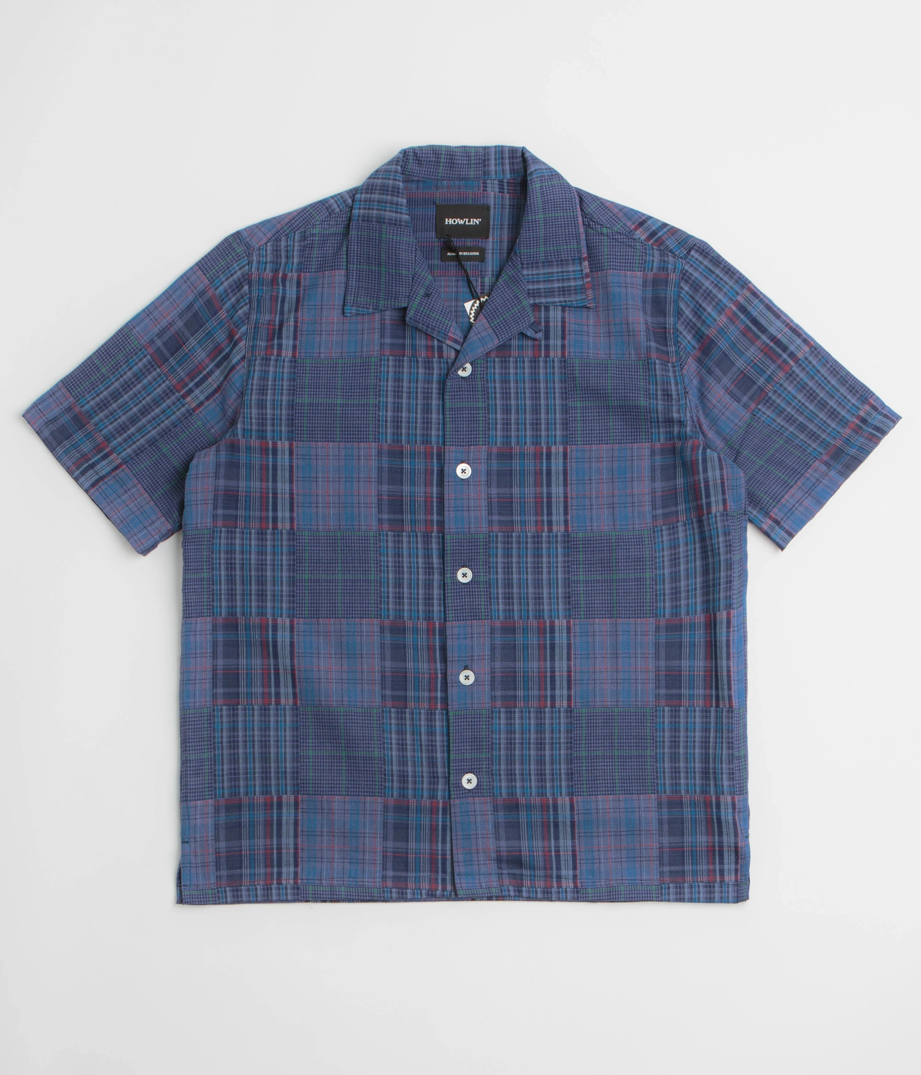 Water Repellent Finish Ruffle Edge Howlin' Cocktail D??Amore Short Sleeve Shirt - Blues Mix