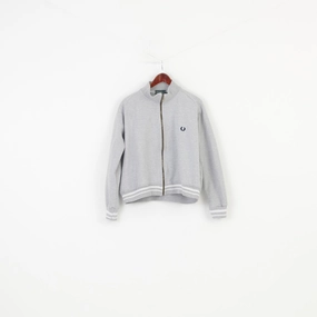 product urban fashion sense Fred Perry Men XXL Sweatshirt England Grey Cotton Full Zippper Collar Long Sleeve Sport Top