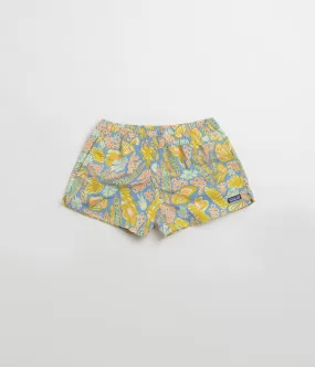 snowboard clothing Roll Resistant Waist Patagonia Womens Barely Baggies 2.5" Shorts - Wrasse: Wetland Blue