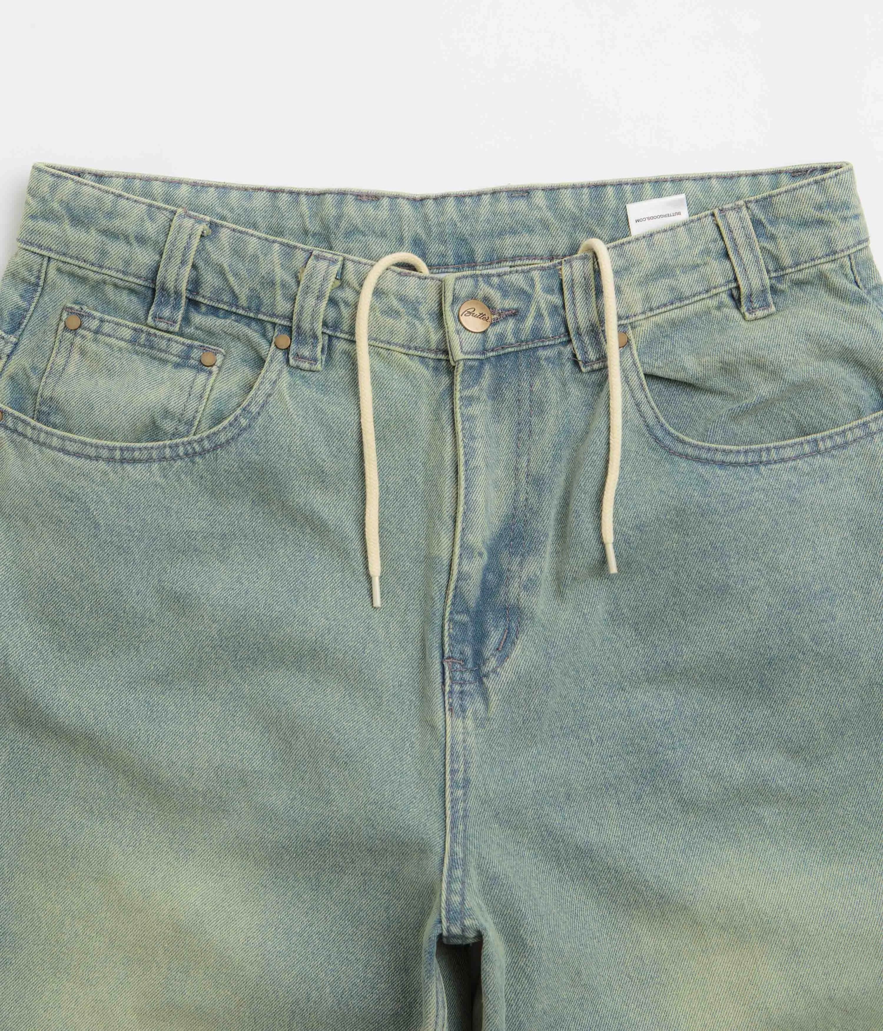 slim fit Butter Goods Wide Cut Jeans - Tinted Blue Wash