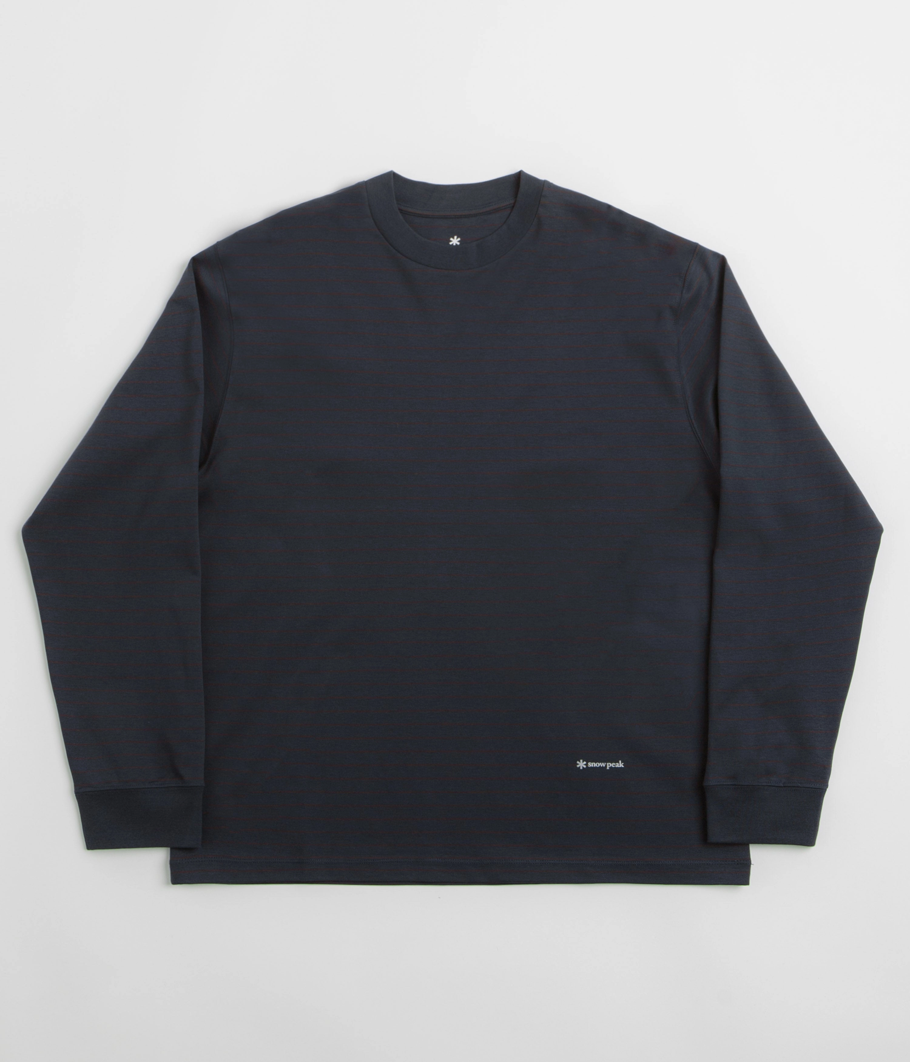 Snow Peak Organic Cotton Mercerized Long Sleeve T-Shirt - Blue Border UV resistant