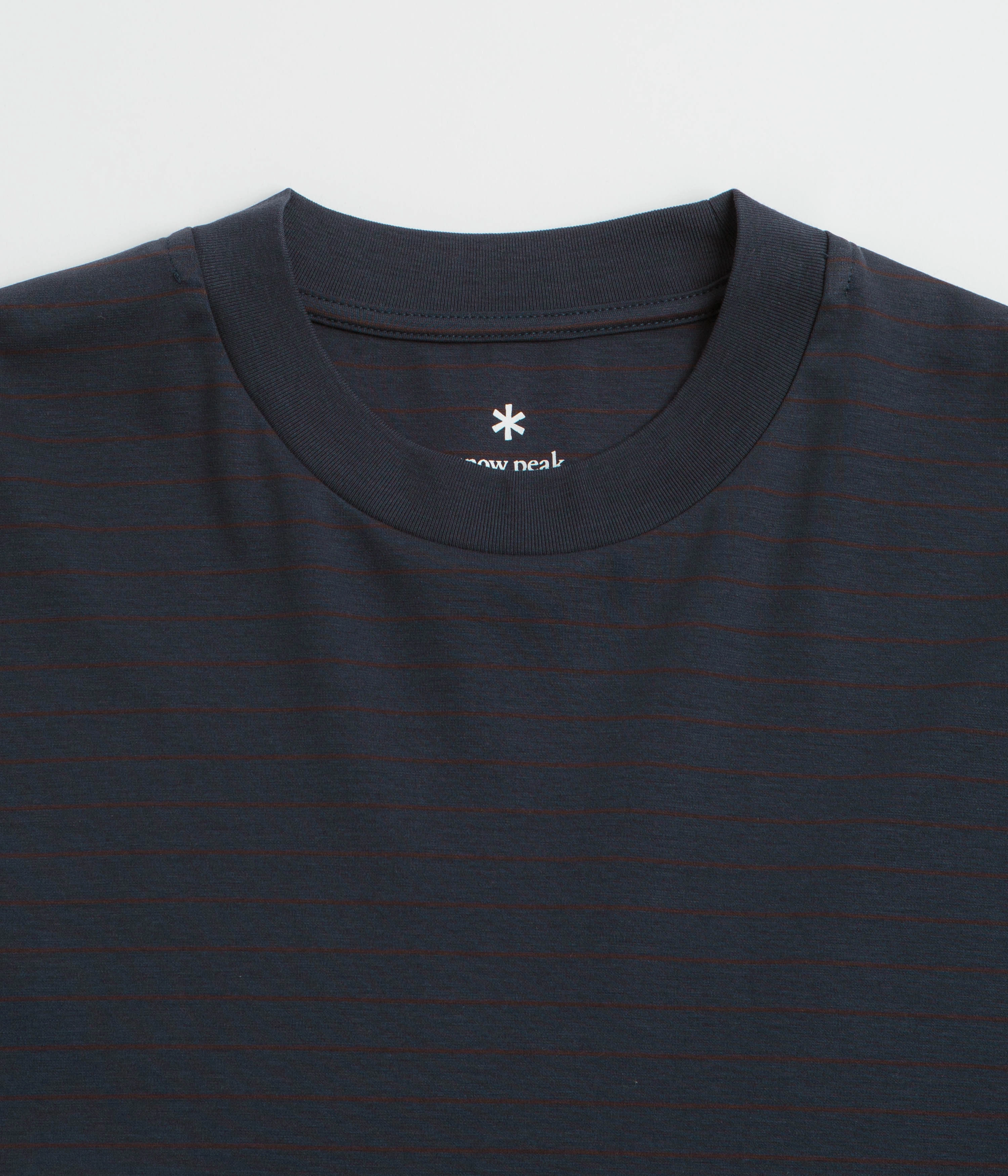 Glossy Look Snow Peak Organic Cotton Mercerized Long Sleeve T-Shirt - Blue Border