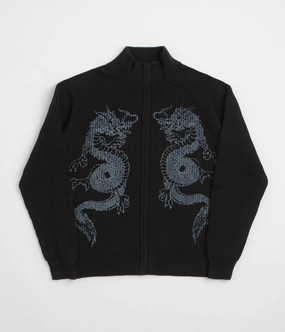 Butter Goods Dragon Zip-Thru Knit Sweatshirt - Black Matte Finish All Purpose Layer