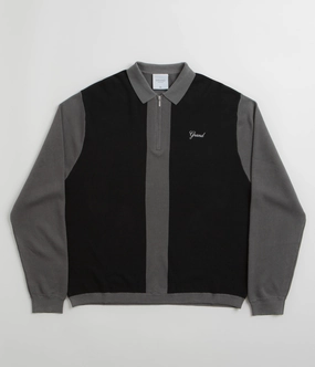 Grand Collection Knit 1/4 Zip Sweatshirt - Grey / Black product weekday wear practicality Classic Sporty