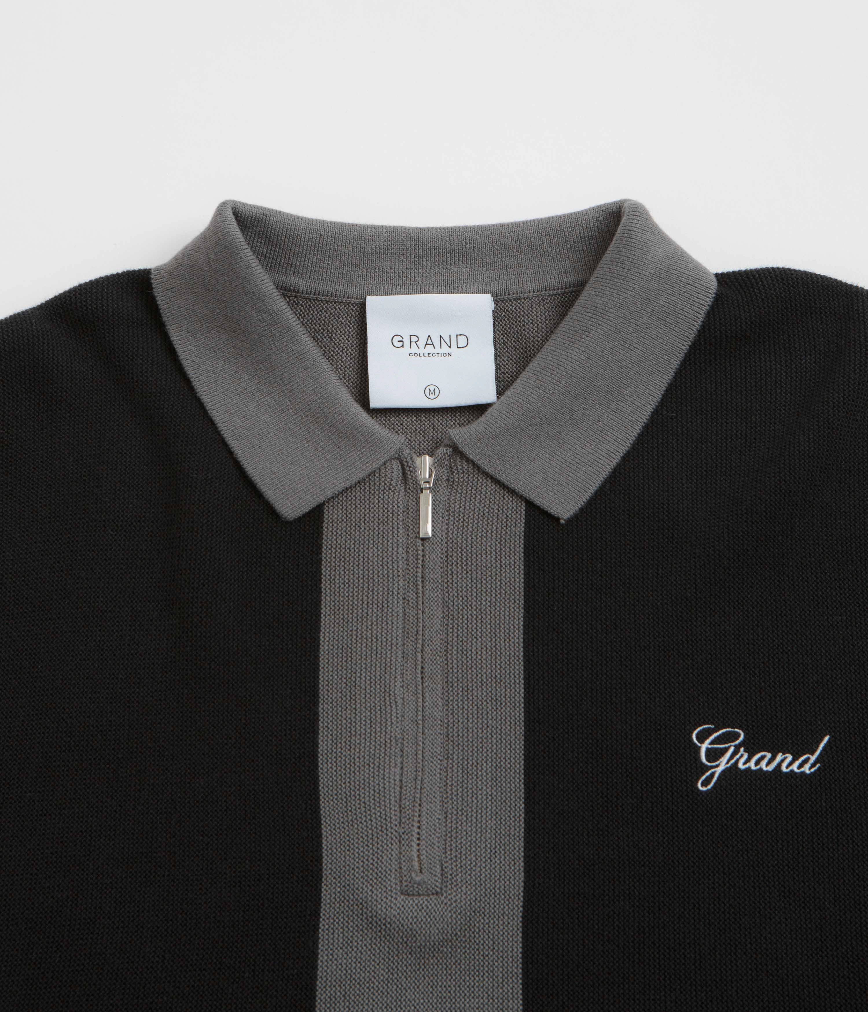 Grand Collection Knit 1/4 Zip Sweatshirt - Grey / Black Wrinkle Resistant