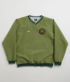 brooch accents Sustainable Fabric Magenta Tres Tech V Neck Sweatshirt - Forest Green