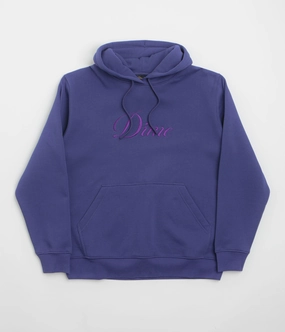 Full Zip Closure Dime Cursive Logo Hoodie - Indigo