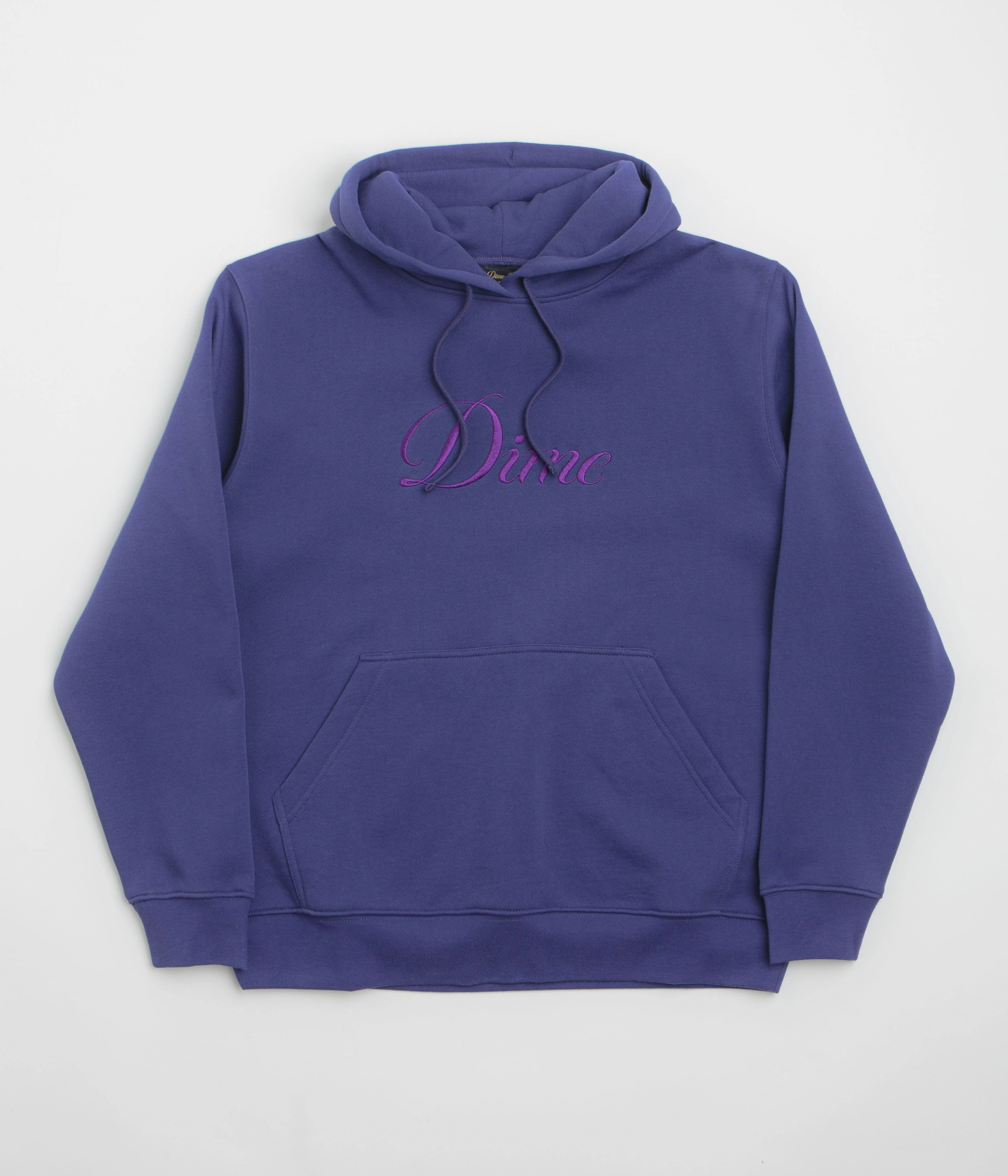 Full Zip Closure Dime Cursive Logo Hoodie - Indigo