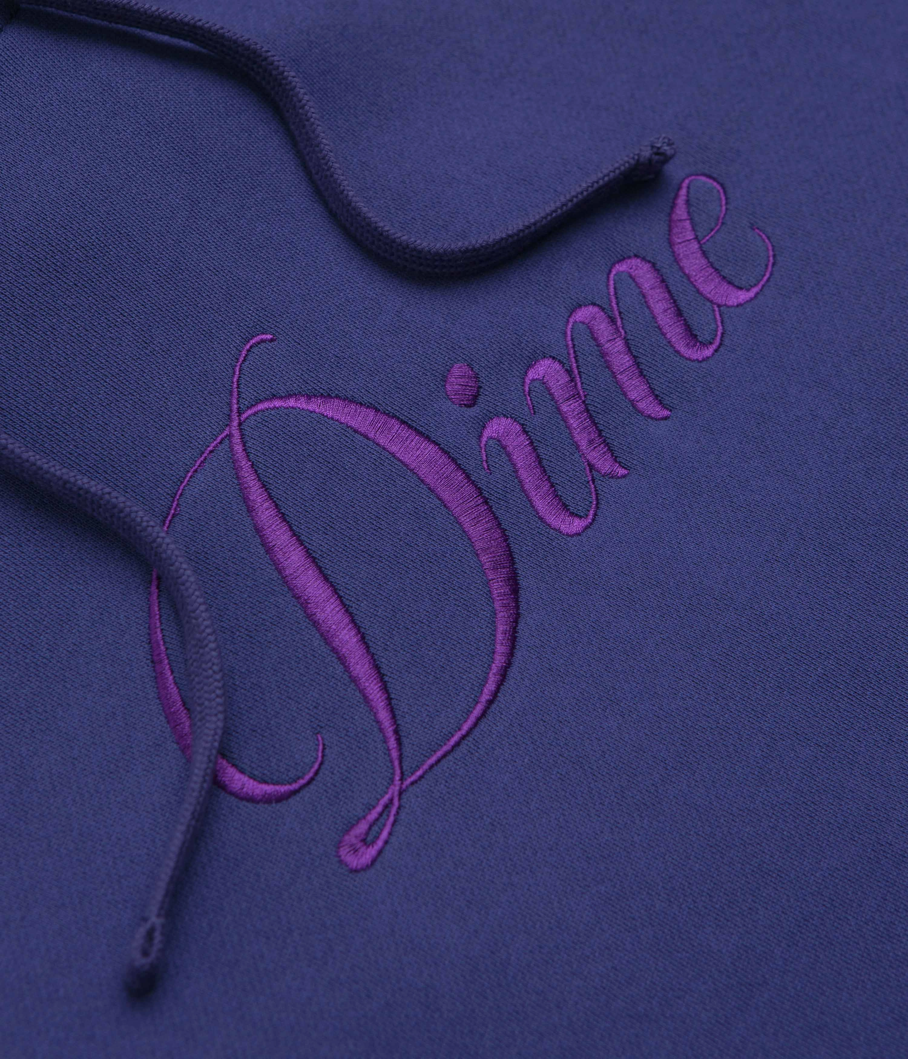 Dime Cursive Logo Hoodie - Indigo Triple Stitch Seams