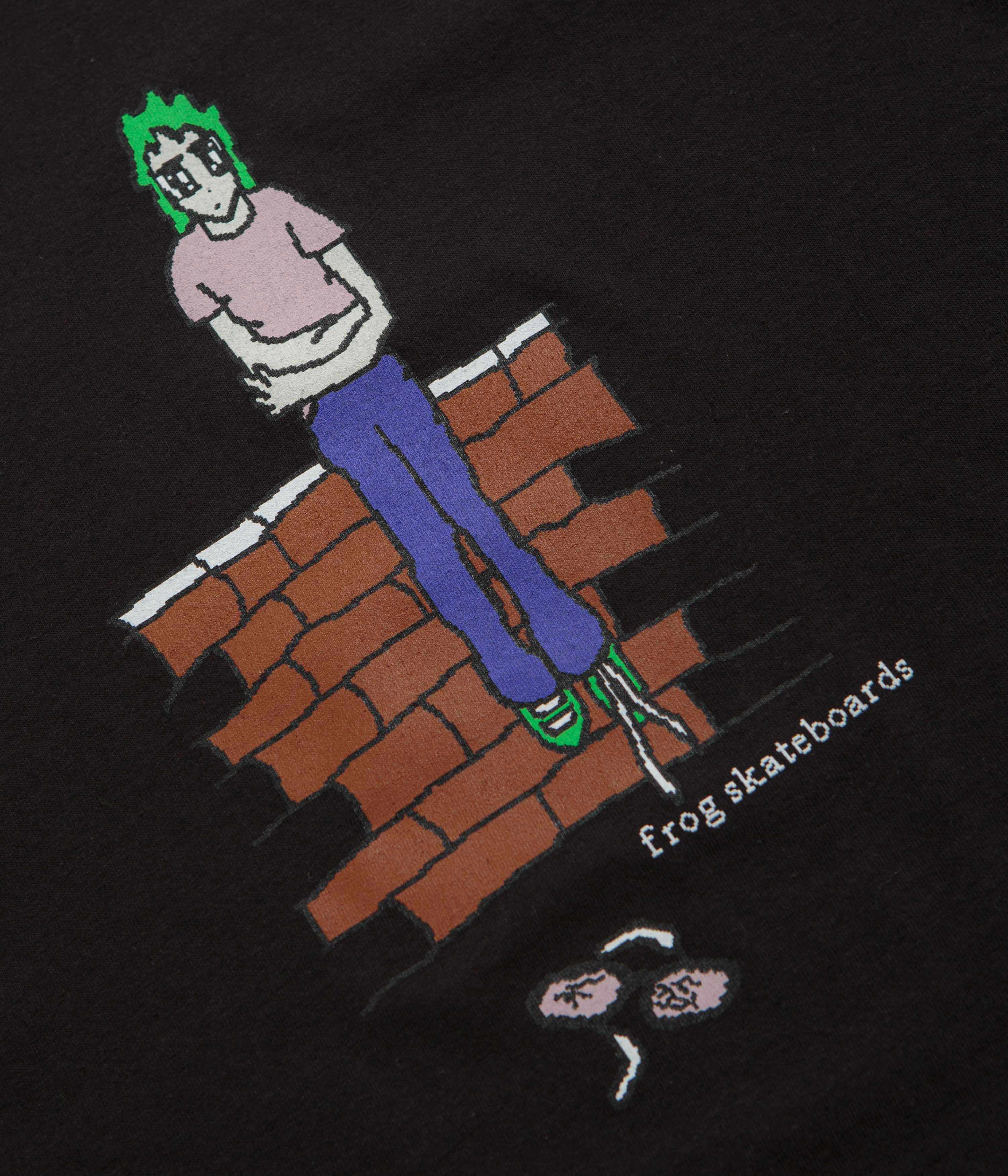 Relax Trend oversized but not shapeless Frog Broken Glasses Long Sleeve T-Shirt - Black