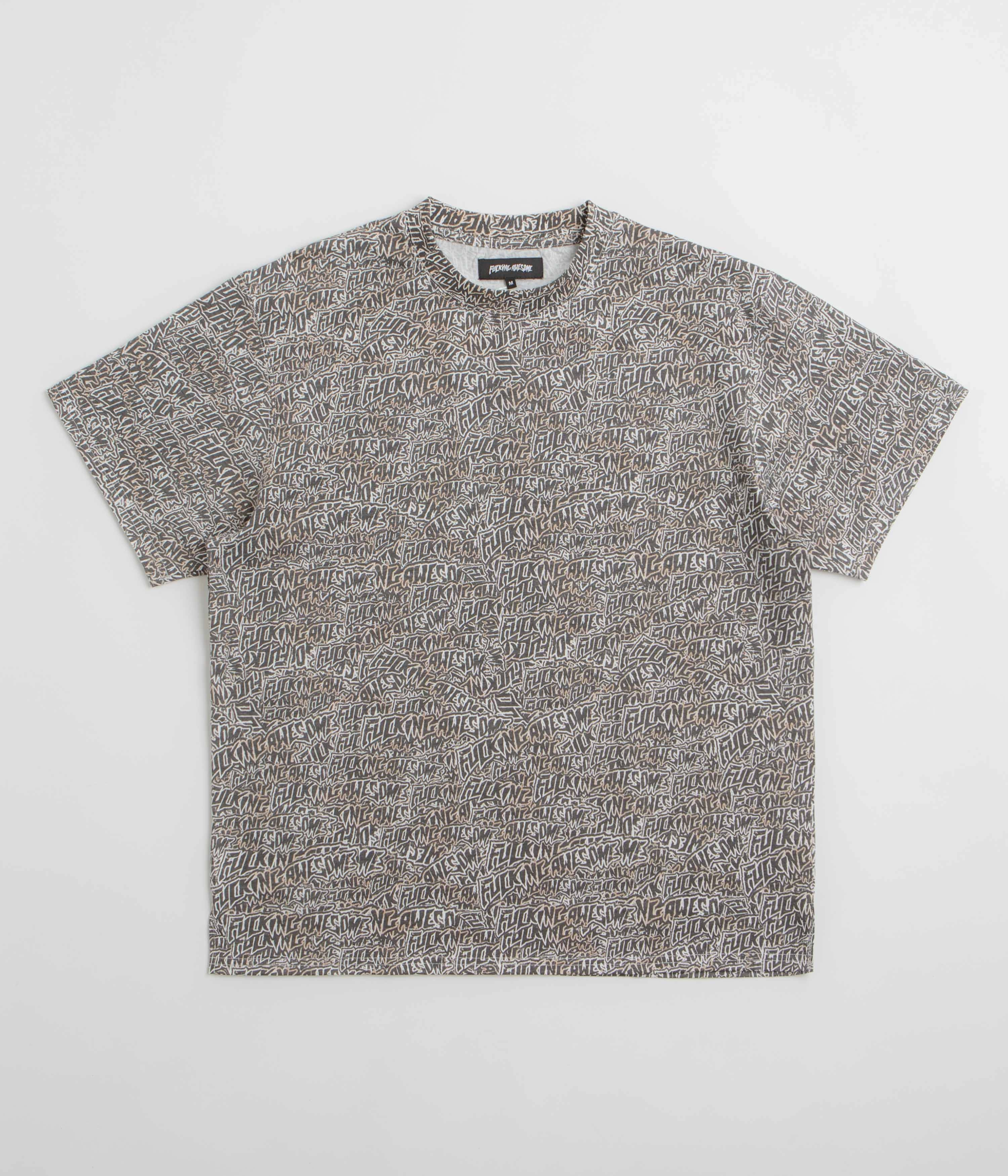 Fucking Awesome Burnt Sticker Stamp T-Shirt - All Over Print homecoming Layered Hem Design