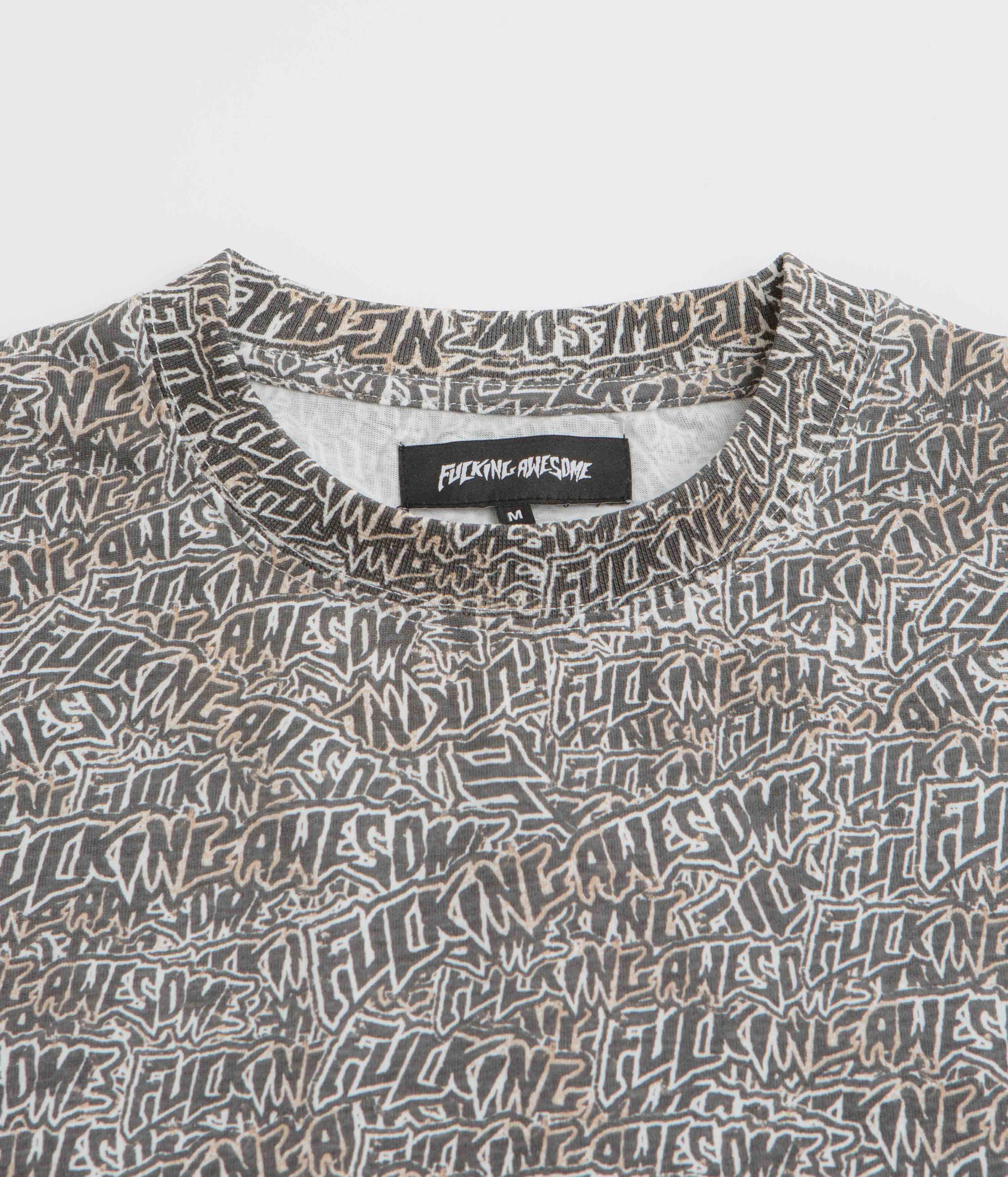 Fucking Awesome Burnt Sticker Stamp T-Shirt - All Over Print Lightweight Look