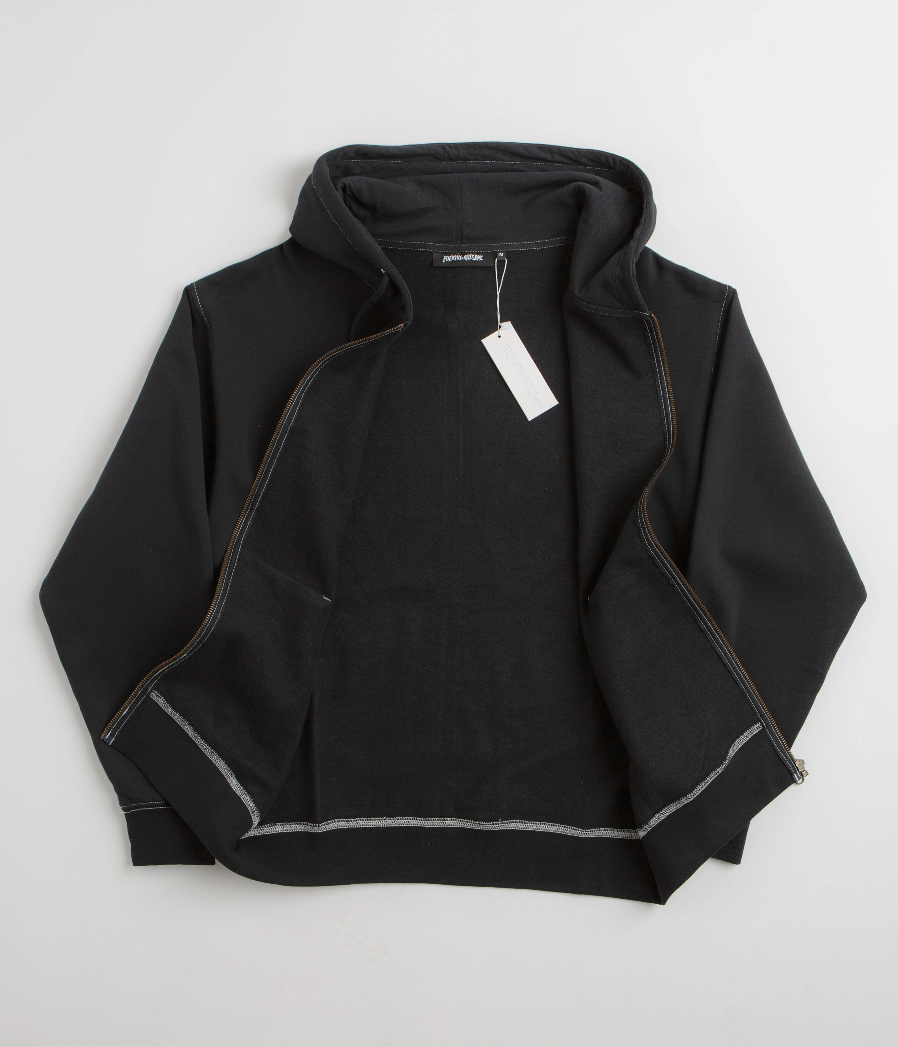 Fucking Awesome Contrast Stitch Hoodie - Black Classic Fit Patchwork