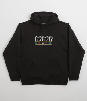 Reinforced Hem Autumn Staple Fucking Awesome Spike Repeat Embroidered Hoodie - Black