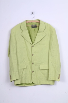 P.S. Company Mens 50 L Jacket Lime Blazer Linen Single Breasted Neutral