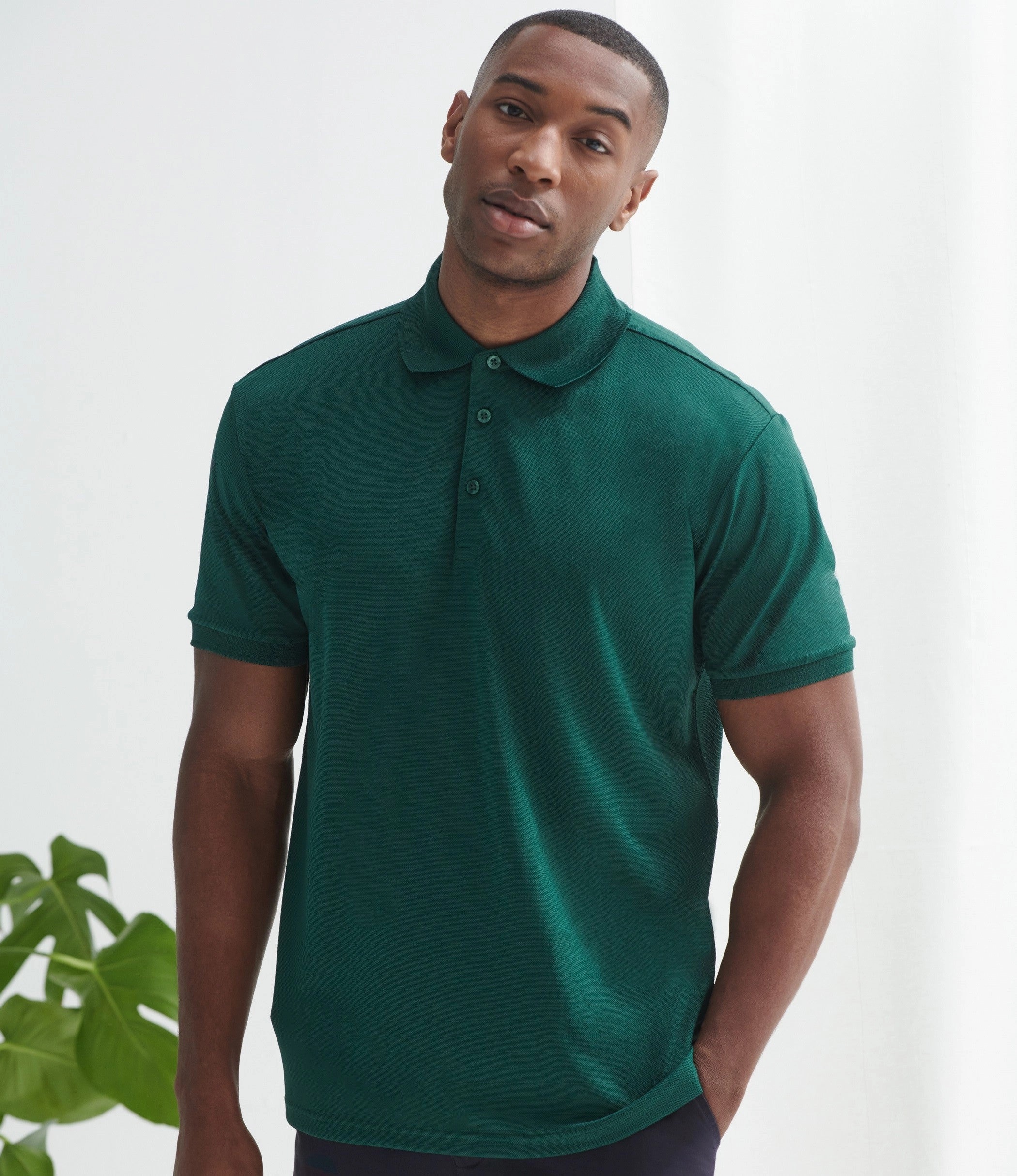 Soft Texture ZeroIrritation Seams Recycled Polyester Pique Polo Shirt | BLACK