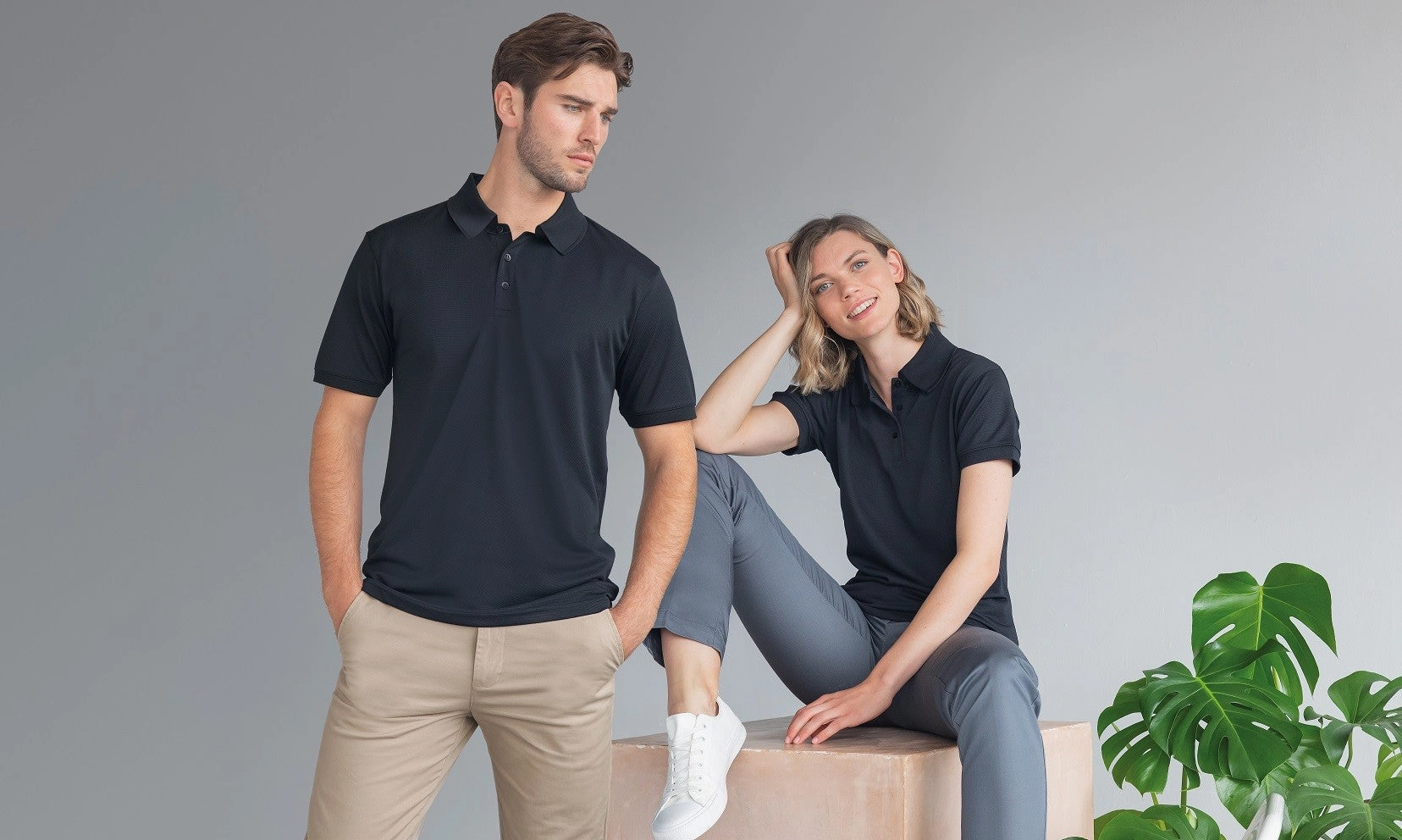 Chic Wear Functional Wear Recycled Polyester Pique Polo Shirt | BLACK