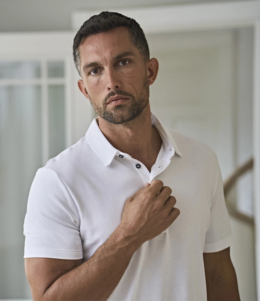 Pima Cotton Interlock Polo Shirt | WHITE Relaxed Layering