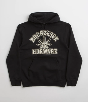 HUF x Bronze 56K Plantware Hoodie - Black checkered pattern Skating wear