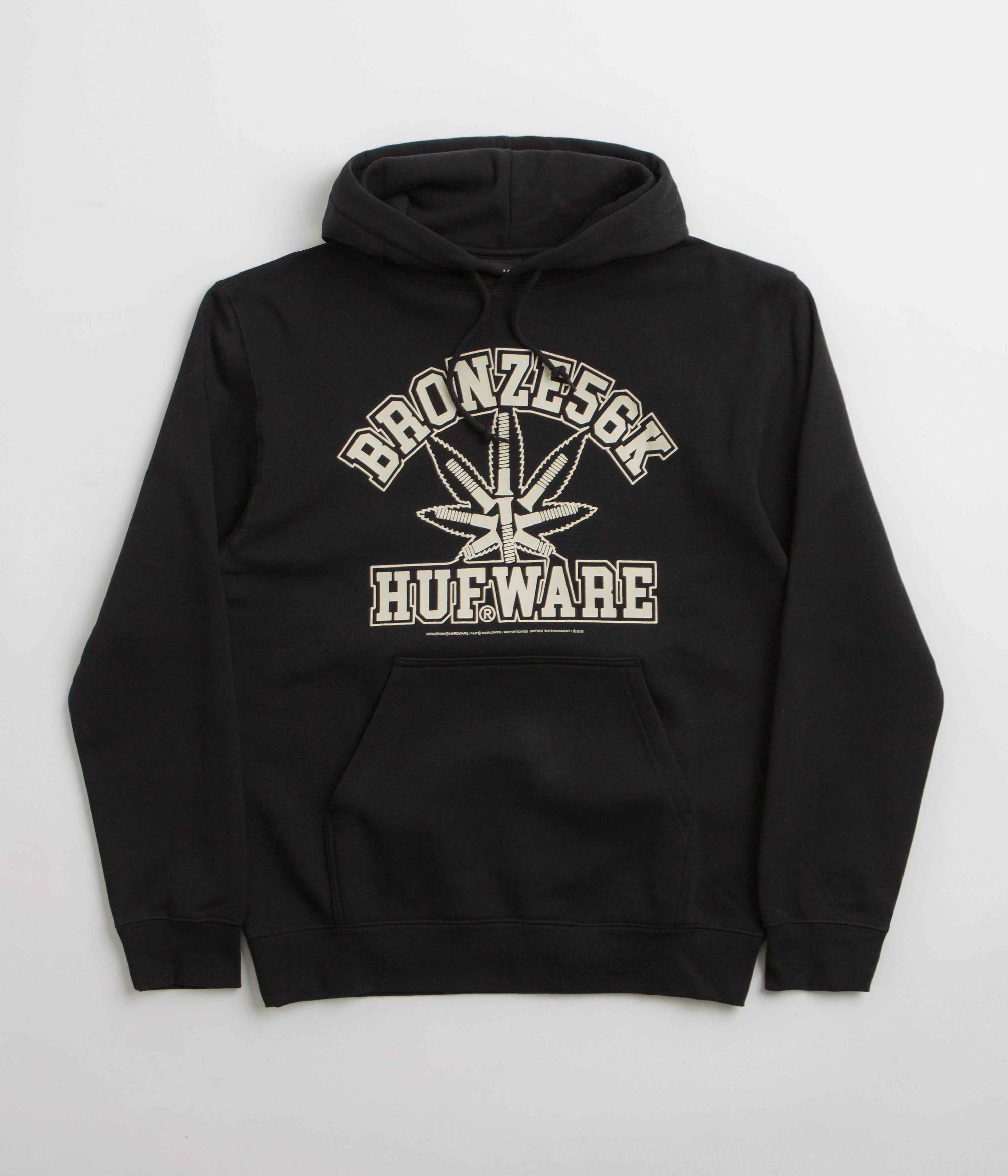 HUF x Bronze 56K Plantware Hoodie - Black checkered pattern Skating wear