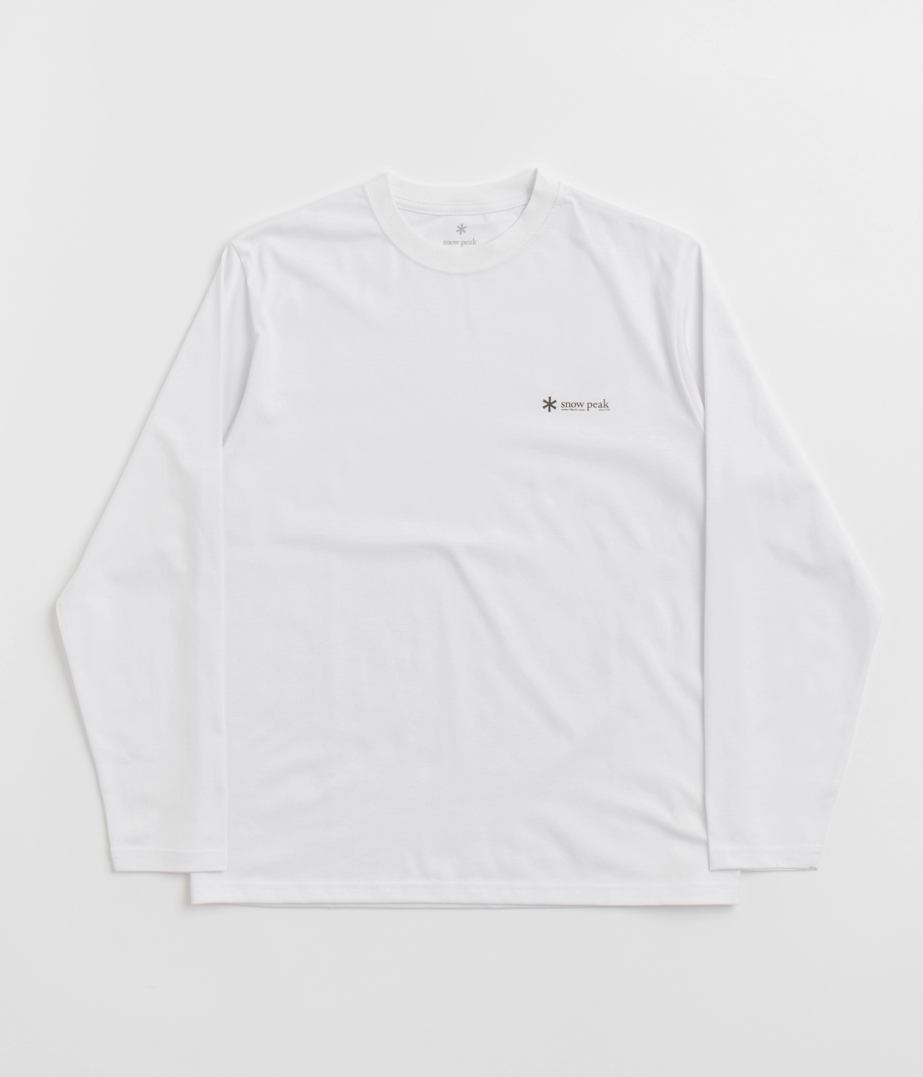 DoubleStitchedHem Snow Peak Onepoint Logo Long Sleeve T-Shirt - White