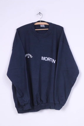 Game Authentic Mens XL Sweatshirt Jumper Navy Cotton Morten Diskotek Relaxed Layer Wrinkle Resistant