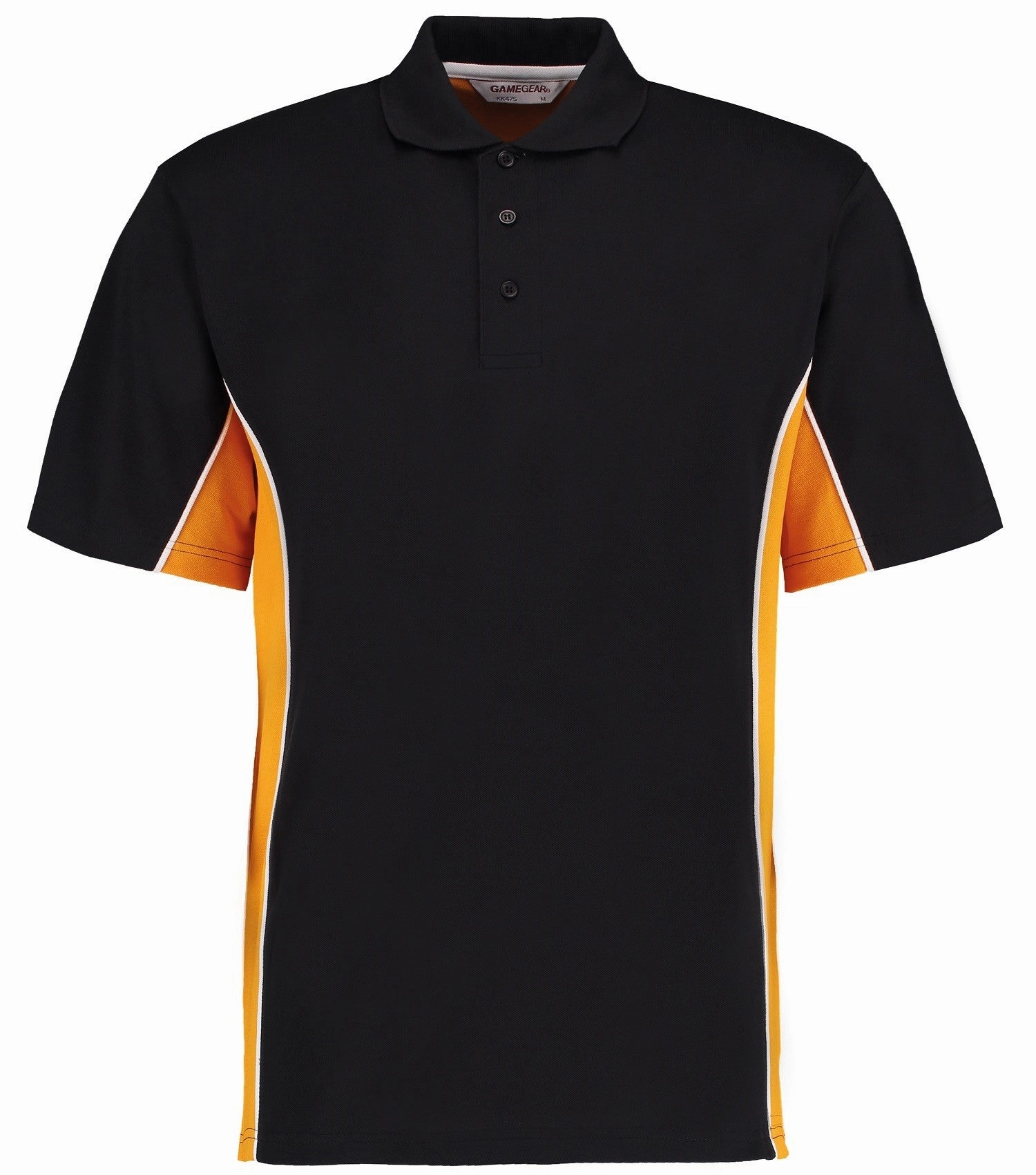Gamegear Track Polo | BLACK/GOLD/WHITE PreShrunk Cotton Blend Flexible Comfort